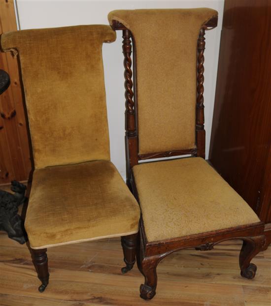 Two Victorian prie dieu chairs
